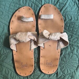 Beek Women's Cream Sandals with Bow Detail